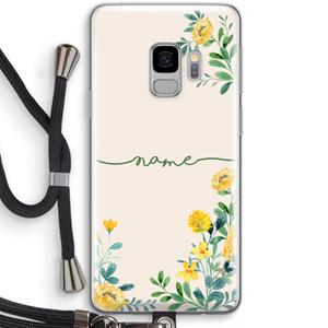 CaseCompany Gele bloemen: Samsung Galaxy S9 Transparant Hoesje met koord