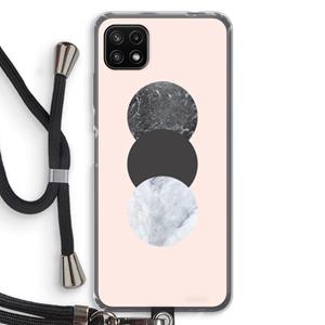 CaseCompany Marmeren cirkels: Samsung Galaxy A22 5G Transparant Hoesje met koord