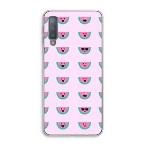 CaseCompany Smiley watermeloenprint: Samsung Galaxy A7 (2018) Transparant Hoesje