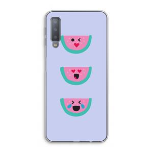 CaseCompany Smiley watermeloen: Samsung Galaxy A7 (2018) Transparant Hoesje