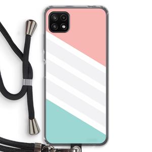 CaseCompany Strepen pastel: Samsung Galaxy A22 5G Transparant Hoesje met koord