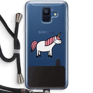 CaseCompany Eenhoorn: Samsung Galaxy A6 (2018) Transparant Hoesje met koord