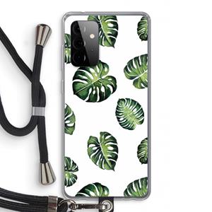 CaseCompany Tropische bladeren: Samsung Galaxy A72 5G Transparant Hoesje met koord
