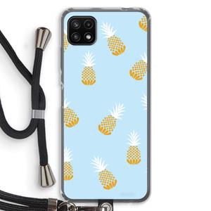 CaseCompany Ananasjes: Samsung Galaxy A22 5G Transparant Hoesje met koord