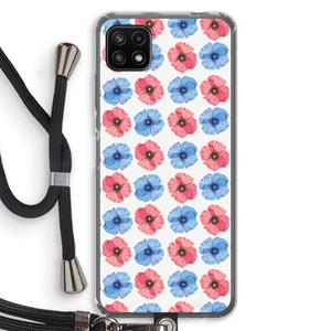 CaseCompany Klaproosjes: Samsung Galaxy A22 5G Transparant Hoesje met koord