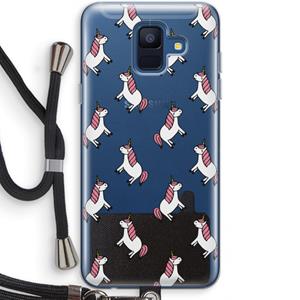 CaseCompany Eenhoorns overal: Samsung Galaxy A6 (2018) Transparant Hoesje met koord
