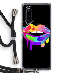 CaseCompany Lip Palette: Sony Xperia 5 Transparant Hoesje met koord