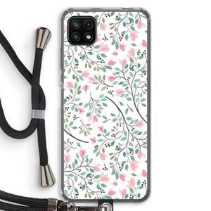 CaseCompany Sierlijke bloemen: Samsung Galaxy A22 5G Transparant Hoesje met koord