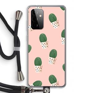 CaseCompany Cactusprint roze: Samsung Galaxy A72 5G Transparant Hoesje met koord