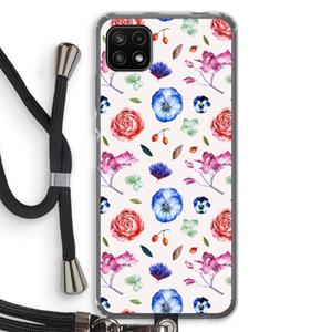 CaseCompany Bloemetjes: Samsung Galaxy A22 5G Transparant Hoesje met koord