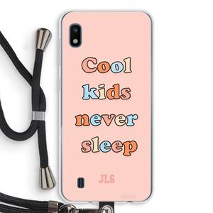CaseCompany Cool Kids Never Sleep: Samsung Galaxy A10 Transparant Hoesje met koord
