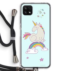 CaseCompany Regenboog eenhoorn: Samsung Galaxy A22 5G Transparant Hoesje met koord
