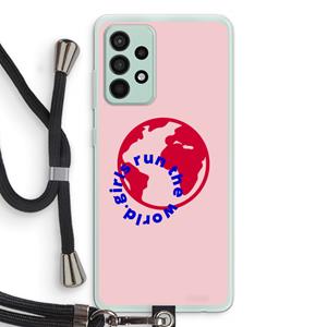CaseCompany Run The World: Samsung Galaxy A52s 5G Transparant Hoesje met koord