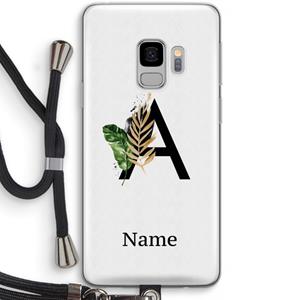 CaseCompany Charcoal Flora: Samsung Galaxy S9 Transparant Hoesje met koord