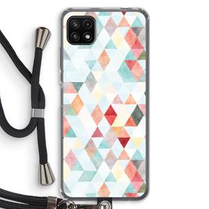 CaseCompany Gekleurde driehoekjes pastel: Samsung Galaxy A22 5G Transparant Hoesje met koord