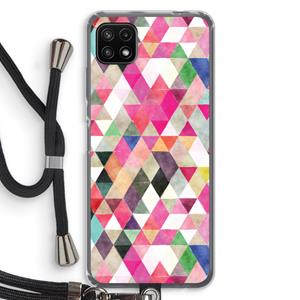 CaseCompany Gekleurde driehoekjes: Samsung Galaxy A22 5G Transparant Hoesje met koord