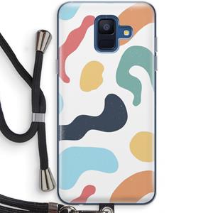 CaseCompany Memphis Shapes Blue: Samsung Galaxy A6 (2018) Transparant Hoesje met koord