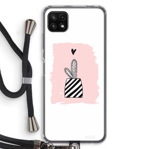 CaseCompany Zwart-wit cactus: Samsung Galaxy A22 5G Transparant Hoesje met koord
