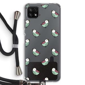 CaseCompany Vogeltjes: Samsung Galaxy A22 5G Transparant Hoesje met koord