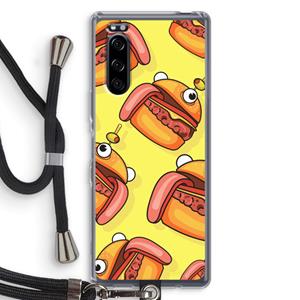 CaseCompany Hamburger: Sony Xperia 5 Transparant Hoesje met koord