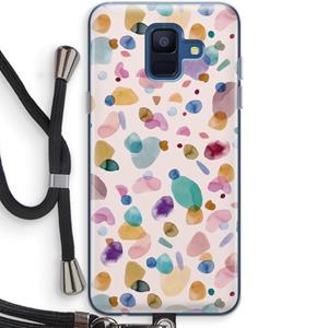 CaseCompany Terrazzo Memphis Pink: Samsung Galaxy A6 (2018) Transparant Hoesje met koord