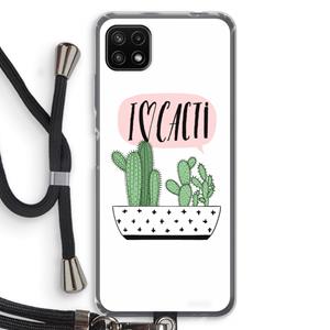 CaseCompany I love cacti: Samsung Galaxy A22 5G Transparant Hoesje met koord
