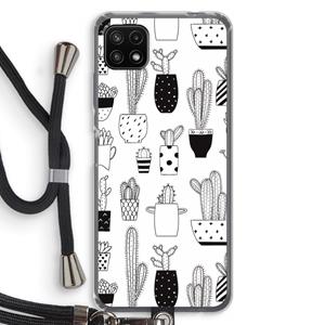CaseCompany Cactusmotief: Samsung Galaxy A22 5G Transparant Hoesje met koord
