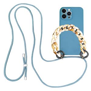 Hoyde Høyde - Necklace Backcover hoes met kralen - iPhone 13 Pro - Blauw