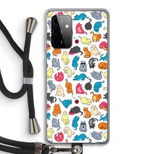 CaseCompany Kleurrijke katten: Samsung Galaxy A72 5G Transparant Hoesje met koord