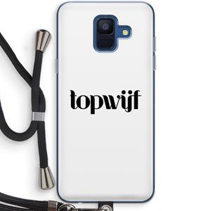CaseCompany Topwijf Wit: Samsung Galaxy A6 (2018) Transparant Hoesje met koord