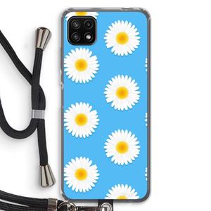 CaseCompany Margrietjes: Samsung Galaxy A22 5G Transparant Hoesje met koord