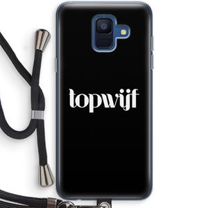 CaseCompany Topwijf Zwart: Samsung Galaxy A6 (2018) Transparant Hoesje met koord