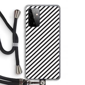 CaseCompany Strepen zwart-wit: Samsung Galaxy A72 5G Transparant Hoesje met koord