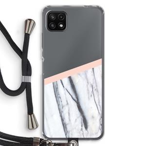 CaseCompany A touch of peach: Samsung Galaxy A22 5G Transparant Hoesje met koord