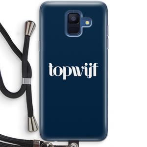 CaseCompany Topwijf Navy: Samsung Galaxy A6 (2018) Transparant Hoesje met koord