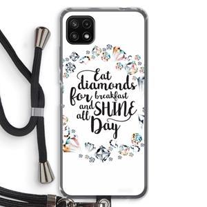 CaseCompany Diamonds: Samsung Galaxy A22 5G Transparant Hoesje met koord