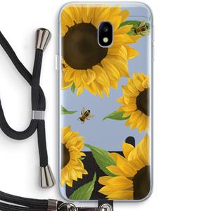 CaseCompany Sunflower and bees: Samsung Galaxy J3 (2017) Transparant Hoesje met koord