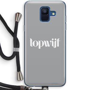 CaseCompany Topwijf Grijs Wit: Samsung Galaxy A6 (2018) Transparant Hoesje met koord