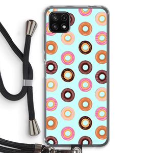 CaseCompany Donuts: Samsung Galaxy A22 5G Transparant Hoesje met koord
