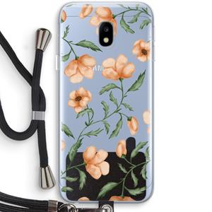 CaseCompany Peachy flowers: Samsung Galaxy J3 (2017) Transparant Hoesje met koord