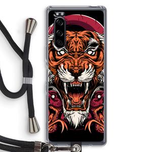 CaseCompany Tiger and Rattlesnakes: Sony Xperia 5 Transparant Hoesje met koord