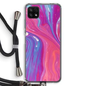 CaseCompany Paarse stroom: Samsung Galaxy A22 5G Transparant Hoesje met koord