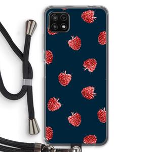 CaseCompany Framboosjes: Samsung Galaxy A22 5G Transparant Hoesje met koord