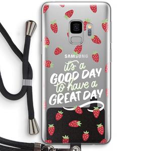 CaseCompany Don't forget to have a great day: Samsung Galaxy S9 Transparant Hoesje met koord