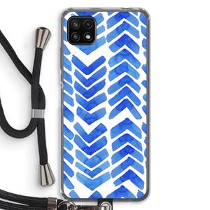 CaseCompany Blauwe pijlen: Samsung Galaxy A22 5G Transparant Hoesje met koord