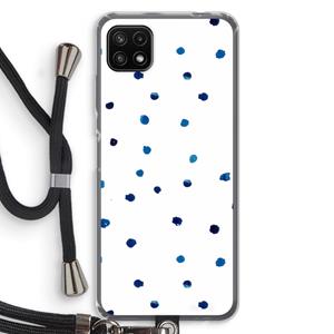 CaseCompany Blauwe stippen: Samsung Galaxy A22 5G Transparant Hoesje met koord