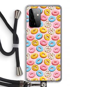 CaseCompany Pink donuts: Samsung Galaxy A72 5G Transparant Hoesje met koord