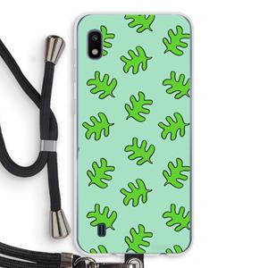 CaseCompany Groene blaadjes: Samsung Galaxy A10 Transparant Hoesje met koord