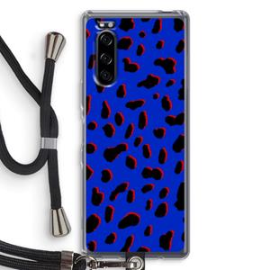 CaseCompany Blue Leopard: Sony Xperia 5 Transparant Hoesje met koord