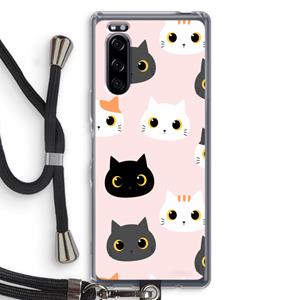 CaseCompany Katten: Sony Xperia 5 Transparant Hoesje met koord
